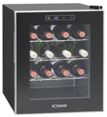 Bomann KSW 344 Weinkühlschrank Freistehend / A / 131 kWh/Jahr / 52.0 cm / 16 Flaschen / elektronische Temperatursteuerung und -einstellung / schwarz - 
