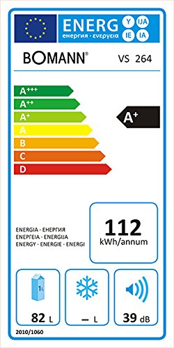 Bomann VS 264 Kühlschrank / A+ / 84 cm Höhe / 117 kWh/Jahr / 82 L Kühlteil / weiß - 