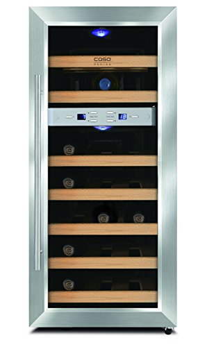 CASO WineDuett 21 Design Weinkühlschrank für bis zu 21 Flaschen (bis zu 310 mm Höhe), zwei Temperaturzonen 7-18°C -