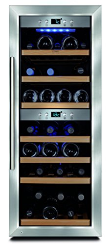CASO WineMaster 38 Design Weinkühlschrank für bis zu 38 Flaschen (bis zu 310 mm Höhe), zwei Temperaturzonen 5-22°C, Energieklasse A -