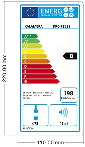 Kalamera KRC-73BSS Design Weinkühlschrank für bis zu 73 Flaschen (bis zu 310 mm Höhe),weinkühler mit Kompressor,zwei Temperaturzonen 5-10°C/10-18°C,(200 Liter, LED Bedienoberfläche, Edelstahl Glastür) - 