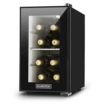 Klarstein Beerlocker S Mini-Kühlschrank Minibar Getränke-Kühlschrank (21 Liter, Innenbeleuchtung, Regaleinschub, 70 Watt) schwarz - 