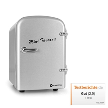 Klarstein Bella Taverna Mini Kühlschrank Getränkekühlschrank Warmhaltebox (4 Liter, Tragegriff, Netz- oder via 12 V-Betrieb, Regaleinschub) silber -