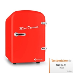 Klarstein Bella Taverna Mini Kühlschrank Getränkekühlschrank Warmhaltebox (4 Liter, Tragegriff, Netz- oder via 12 V-Betrieb, Regaleinschub) rot -