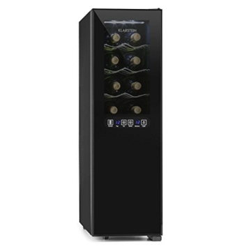 Klarstein Bellevin 16 Weinkühlschrank Getränkekühlschrank (45 Liter, 16 Flaschen, 2 Zonen, 6 Regaleinschübe, Touch-Bedienung, LCD-Display) schwarz - 