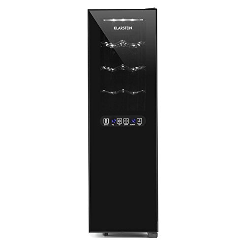 Klarstein Bellevin 16 Weinkühlschrank Getränkekühlschrank (45 Liter, 16 Flaschen, 2 Zonen, 6 Regaleinschübe, Touch-Bedienung, LCD-Display) schwarz -