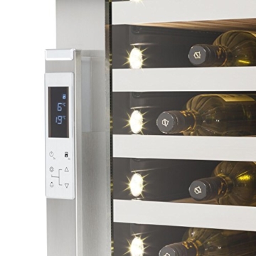 Klarstein Botella 300S Weinkühlschrank Getränkekühlschrank (642 Liter, 303 Flaschen, 18 Holz-Einschübe, LCD-Display) silber - schwarz - 