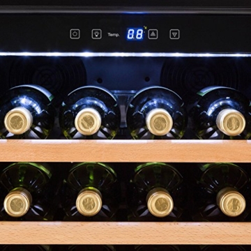 Klarstein Botella 450 Weinkühlschrank Weinkühler (428 Liter, 166 Weinflaschen, Touch-Bediensektion, LED-Innenbeleuchtung, 16 Holzeinschübe) silber - 