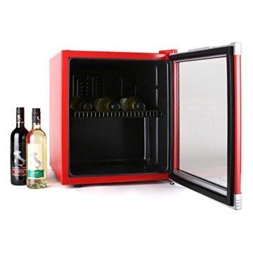 Klarstein Coollocker Mini-Weinkühlschrank Getränkekühlschrank (46 Liter, 32 dB, 50 cm hoch, doppelt isolierte Glastür) rot - 