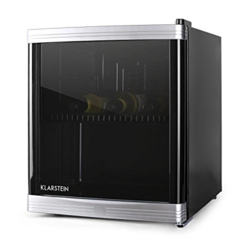 Klarstein Coollocker Mini-Weinkühlschrank Getränkekühlschrank (46 Liter, 32 dB, 50 cm hoch, doppelt isolierte Glastür) schwarz - 