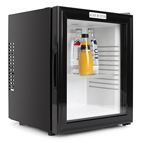 Klarstein MKS13 lautloser Kühlschrank Minikühlschrank Minibar mit Design Glasfront Getränkekühlschrank freistehend (0 dB, 36 Liter, kompakt) schwarz -