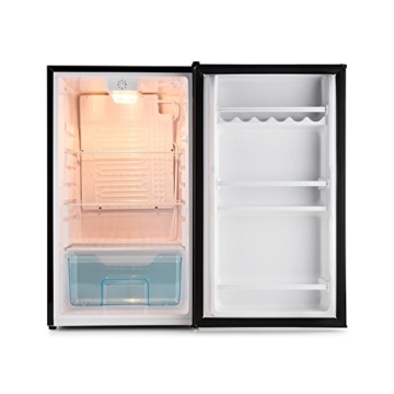 Klarstein Springfield Kühlschrank Getränkekühlschrank (112 Liter, 60 W, 3 Ebenen, herausnehmbares Gemüsefach, energiesparend) schwarz - 