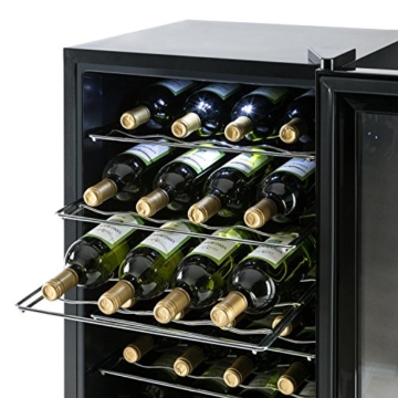 Klarstein Vivo Vino Weinkühlschrank Getränkekühlschrank (118 Liter, 36 Flaschen, thermoelektrisch, doppelt isolierte Glastür, 8 Regaleinschübe) schwarz - 