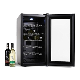Klarstein Vivo Vino Weinkühlschrank Getränkekühlschrank (52 Liter, 18 Flaschen, 5 Regaleinschübe, LCD-Display) schwarz -