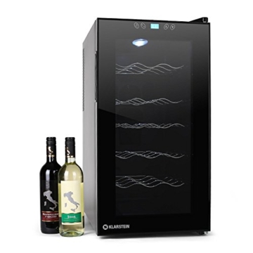 Klarstein Vivo Vino Weinkühlschrank Getränkekühlschrank (52 Liter, 18 Flaschen, 5 Regaleinschübe, LCD-Display) schwarz - 