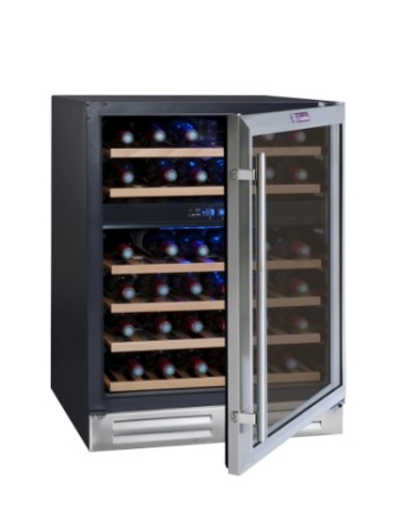 La Sommelière CVDE46-2 Weinkühlschrank / 83,0 cm Höhe / Multizonen Einbauweinklimaschrank mit Kompressor / Digital-Anzeige der Temperatur / edelstahl und schwarz -