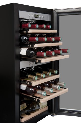 La Sommelière ECS25.2Z Weinkühlschrank / 87,0 cm Höhe / Zweizonen Weintemperierschrank mit Kompressor / Digital-Anzeige der Temperatur / edelstahl und schwarz - 
