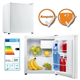 Leistungsfähiger Kühlschrank, 45Liter inklusive 5Liter Gefrierfach, Energieeffizienzklasse A+, weiß -
