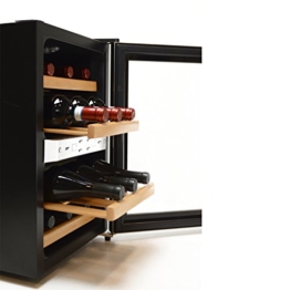 Luxus Weinkühlschrank | Weinkühler Getränkekühler | Minibar Kühlschrank | für 12x Weinflaschen | mit Echtholz-Regalsystem -