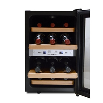 Luxus Weinkühlschrank | Weinkühler Getränkekühler | Minibar Kühlschrank | für 12x Weinflaschen | mit Echtholz-Regalsystem - 