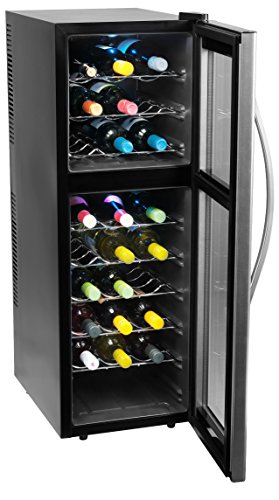 MEDION MD 37117 Weinkühlschrank Freistehend / C / 27 Flaschen / zwei Temperaturzonen / elektrische Temperatursteuerung /silber, schwarz - 