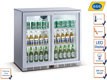 Profi Flaschenkühlschrank, 208 Liter, 0° C/ +10° C, Umluftkühlung, abschließbar, GGG LG-208S -