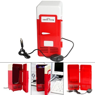 Sidiou Group Handliche Mini-USB-Kühlschrank Cooler Gadget Beverage Getränkedosen Kühler / Wärmer Kühlschrank rot -