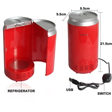 Sidiou Group Portable USB-PC Mini-Kühlschrank Kühlschrank kühles Getränk Getränkedosen Kühler & wärmer PC Gadgets Red - 