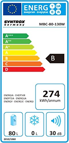 Syntrox Germany A 80 Liter Geräuscharmer 30 db Mini Kühlschrank Leiser Hotelkühlschrank - 